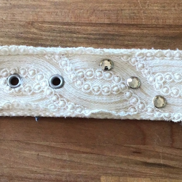 Boho Vintage Lace  2” Shabby Chic Belt With Crystal Stones Grommet Hole Size 9